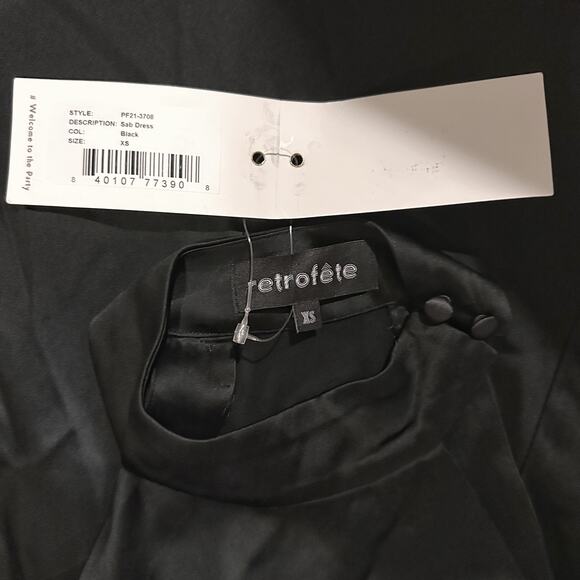 NWT Retrofete Sab Satin Halter Neck Slit Maxi Dress - Black - XS - Picture 5 of 15